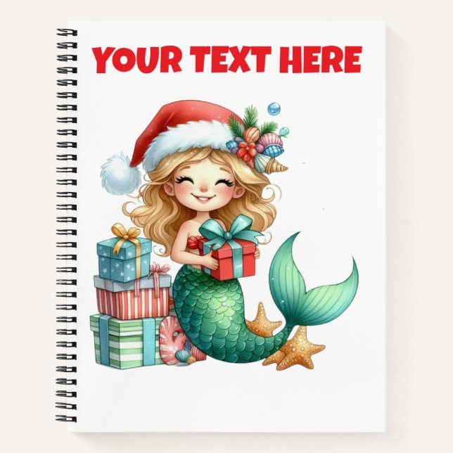 Christmas Mermaid Kids Journal – Personalised Note (Front)