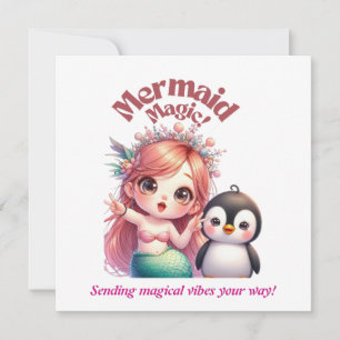 Christmas Mermaid Magic Card with Penguin Fun