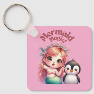Christmas Mermaid Magic Card with Penguin Fun Key Ring