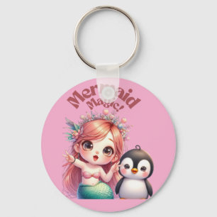 Christmas Mermaid Magic Card with Penguin Fun Key Ring