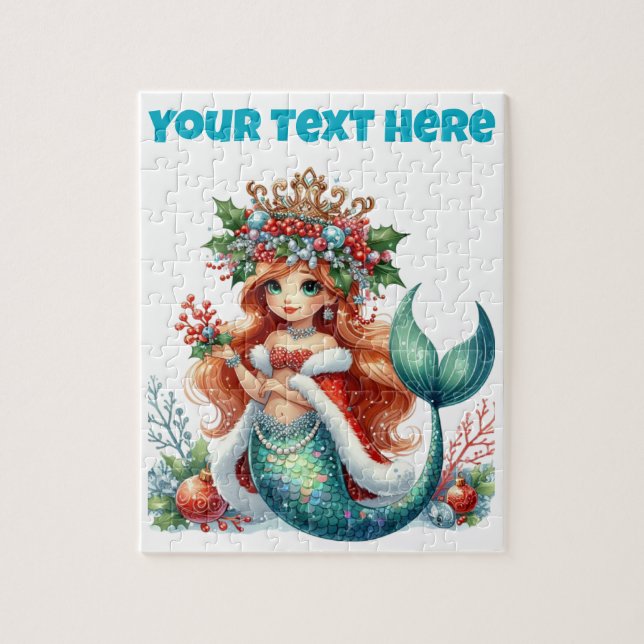 Christmas Mermaid Puzzle – Editable Text (Vertical)
