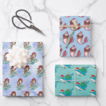 Christmas Mermaid Santa Whale Watercolor Wrapping Paper Sheet<br><div class="desc">This design may be personalised in the area provided by changing the photo and/or text. Or it can be customised by choosing the click to customise further option and delete or change the colour of the background, add text, change the text colour or style, or delete the text for an...</div>