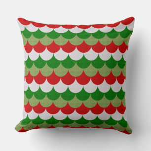 Christmas Mermaid Scales Sparkle Holiday Pattern Cushion