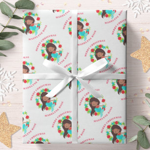 Christmas Mermaid Shells Personalised Name Wrapping Paper