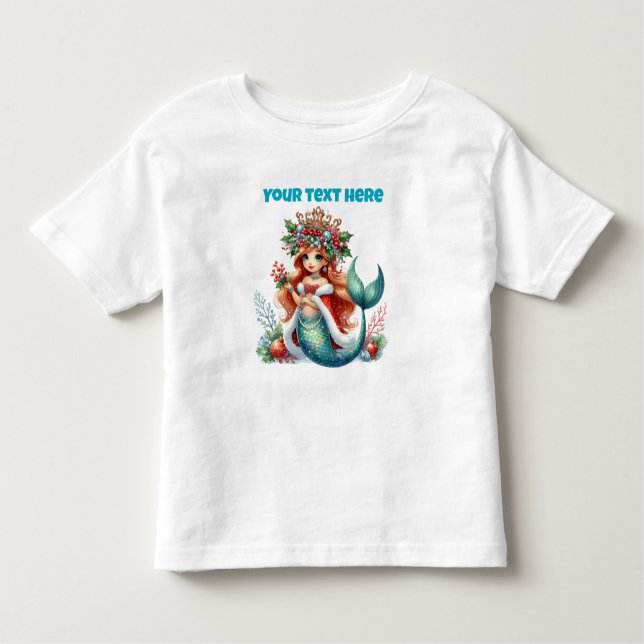 Christmas Mermaid Toddler T-Shirt – Editable Text (Front)