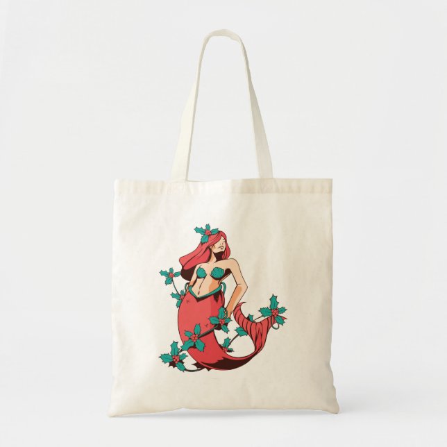 Christmas Mermaid Tote Bag (Front)
