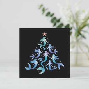Christmas Mermaid Tree Girls Summer Holiday Xmas Card