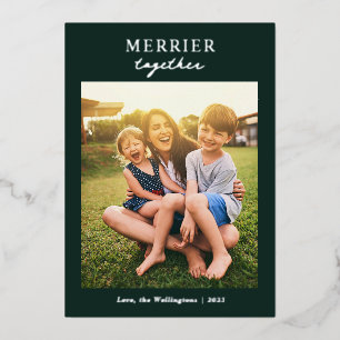 Christmas Merrier Together Family Photo Silver