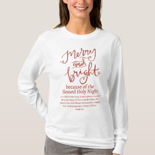 Christmas Merry and Bright Holy Night White & Red T-Shirt