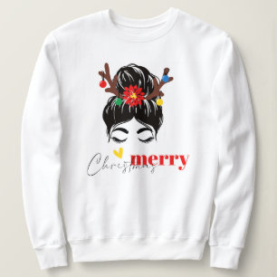 christmas,merry and bright,merry,modern,retro typo sweatshirt