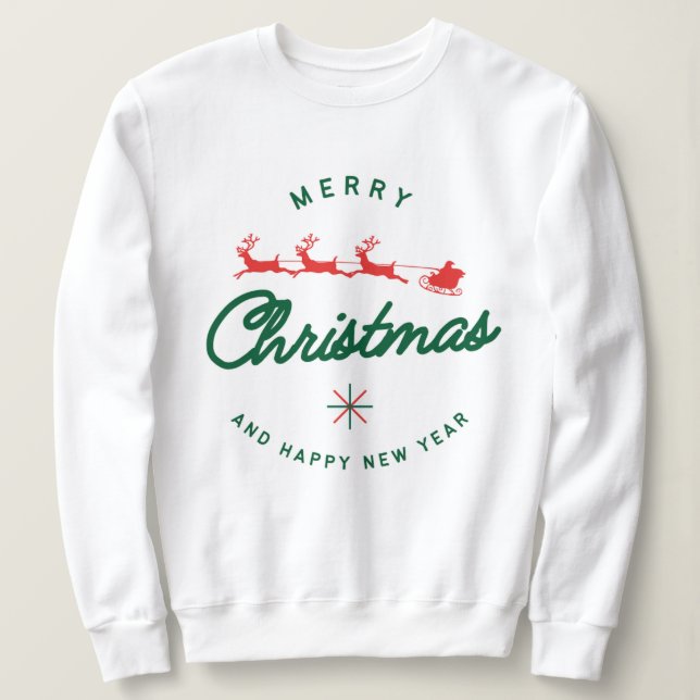 christmas,merry and bright,merry,modern,retro typo sweatshirt (Design Front)