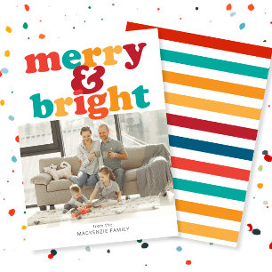 Christmas Merry and Bright Photo Personalised Holiday Card