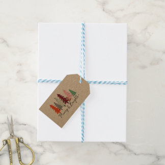 Christmas Merry and Bright pine tree design Gift Tags