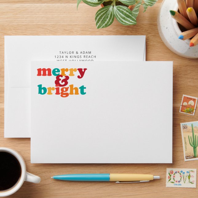 Christmas Merry and Bright Return Address Envelope (Desk)