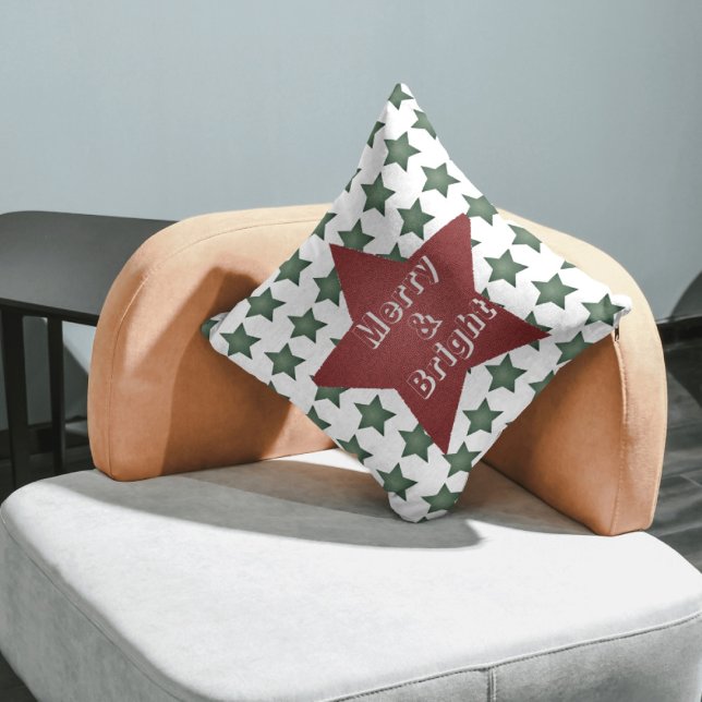 Christmas merry and bright Star Pattern Cushion (Creator Uploaded)