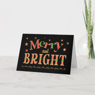 Christmas Merry and Bright Text Based Design Holiday Card