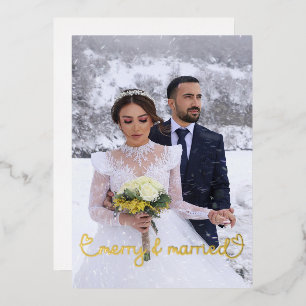 Christmas Merry and Married Photo Happy Holidays