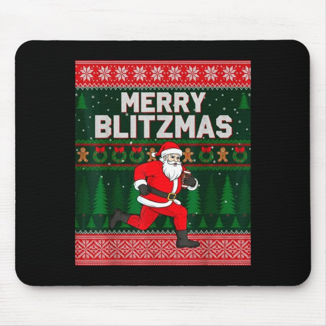 Christmas Merry Blitzmas Santa Football Ugly Sweat Mouse Pad (Front)