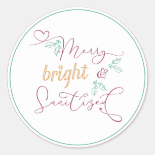 Christmas Merry Bright and Sanitised Classic Round Sticker