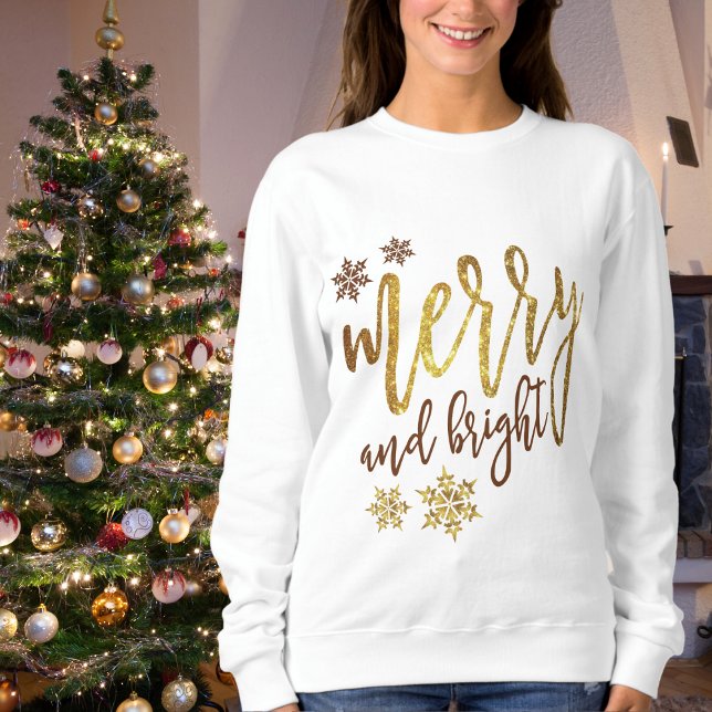 Christmas Merry Bright Gold Ladies Sweatshirt (Christmas Merry Bright Gold Ladies Sweatshirt)