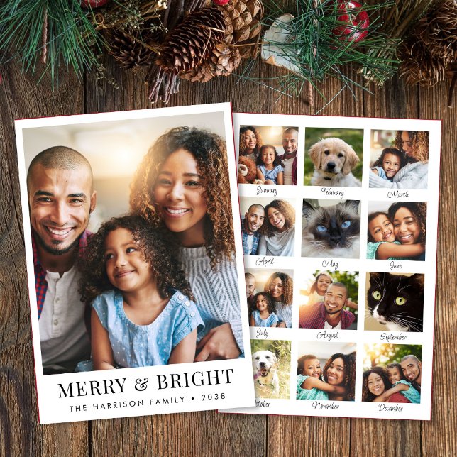 Christmas Merry Bright Photo Holiday Card (This holiday season, let your family's smiles and memories shine on our year in review photo card)