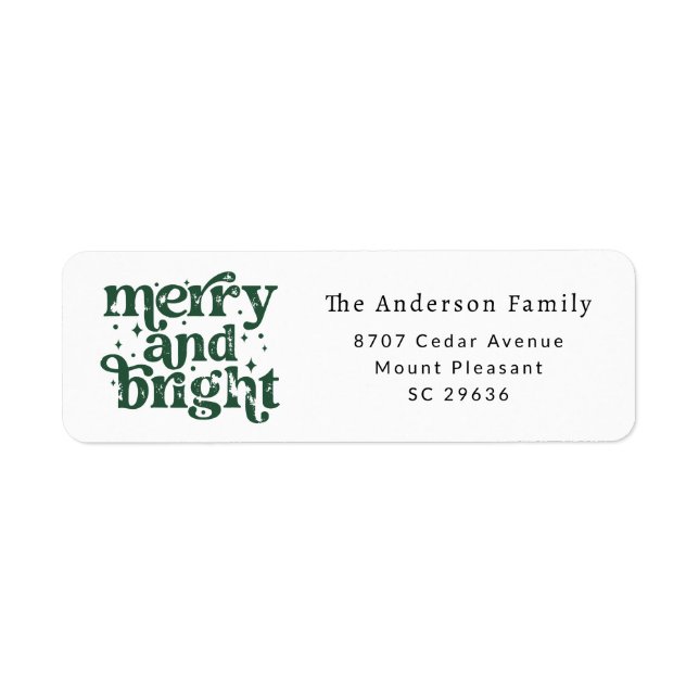 Christmas Merry & Bright Return Address Label (Front)