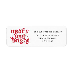 Christmas Merry & Bright Return Address Label