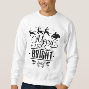 Christmas "Merry & Bright" with Santa and Sleigh Sweatshirt