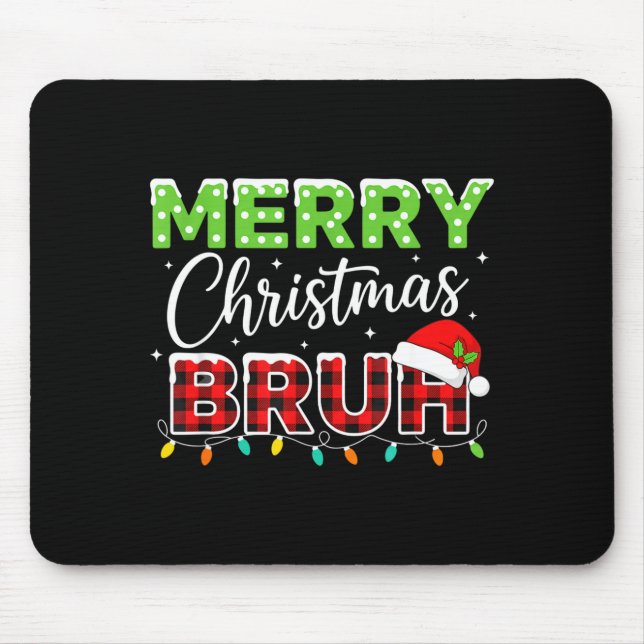 Christmas Merry Christmas Bruh Buffalo Plaid Santa Mouse Pad (Front)