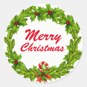 Christmas, Merry Christmas Classic Round Sticker
