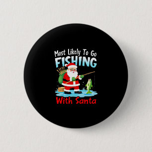 Christmas Merry Christmas For Gift Fishing Santa ( 6 Cm Round Badge