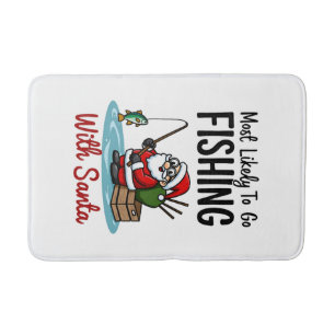 Christmas Merry Christmas For Gift Fishing Santa ( Bath Mat