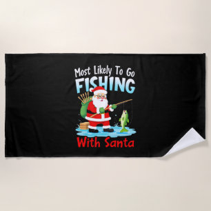 Christmas Merry Christmas For Gift Fishing Santa ( Beach Towel