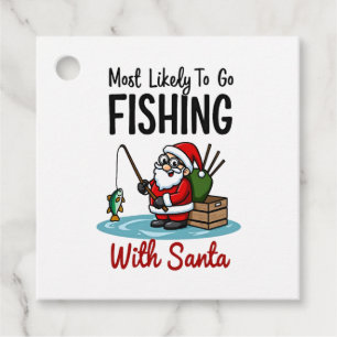 Christmas Merry Christmas For Gift Fishing Santa ( Favour Tags