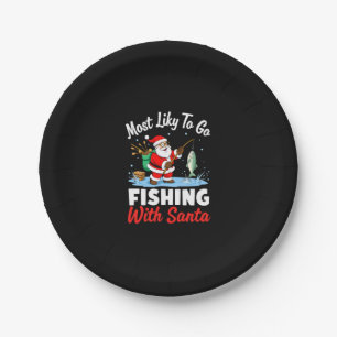 Christmas Merry Christmas For Gift Fishing Santa ( Paper Plate