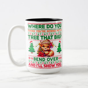 Christmas Merry Christmas For Gift Highland Cow Two-Tone Coffee Mug