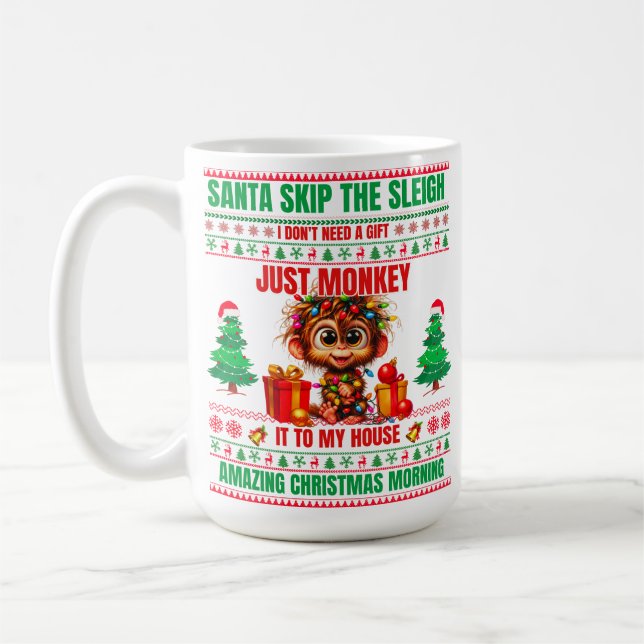Christmas Merry Christmas For Gift Monkey Coffee Mug (Left)