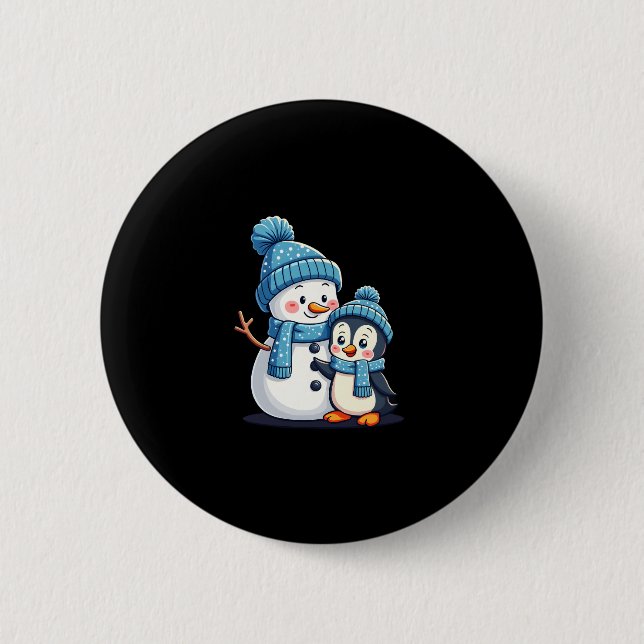 Christmas Merry Christmas For Gift Penguin Snowman 6 Cm Round Badge (Front)
