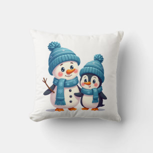 Christmas Merry Christmas For Gift Penguin Snowman Cushion