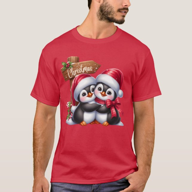 Christmas Merry Christmas For Gift Penguins friend T-Shirt (Front)