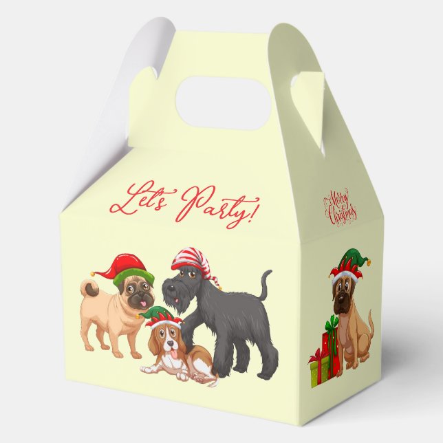Christmas Merry Christmas Let's Party Dogs Gift Favour Box (Front)