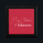 Christmas Merry Christmas Modern Red  Gift Box<br><div class="desc">This is a modern, Merry Christmas design. It is in festive red and white and has the message, "Merry Christmas! from the Johnsons". Ideal for your Christmas gift giving, and ideal for your celebration party keepsakes or favours this festive season. To personalise, simply add your name in the personalise this...</div>