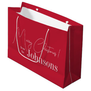 Christmas Merry Christmas Modern Red Large Gift Bag