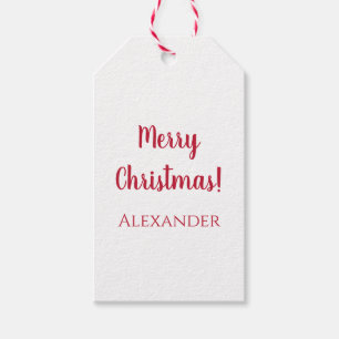 Christmas Merry Christmas Personalised Minimal Red Gift Tags