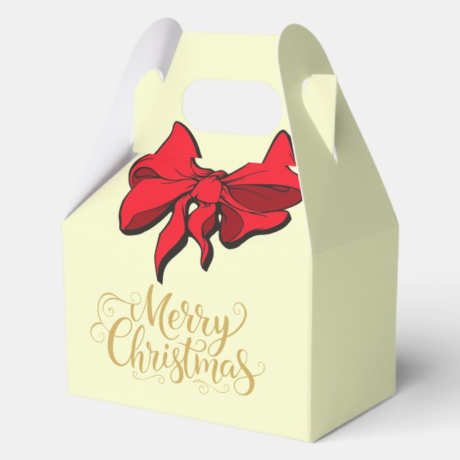 Christmas Merry Christmas Red Bow Gift  Favour Box (Front)