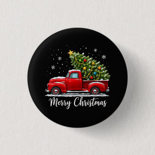 Christmas Merry Christmas Red Truck Tree Men Women 3 Cm Round Badge