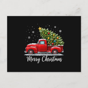 Christmas Merry Christmas Red Truck Tree Men Women Holiday Postcard