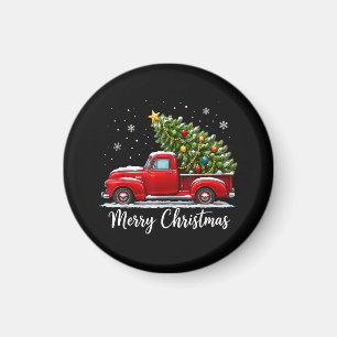 Christmas Merry Christmas Red Truck Tree Men Women Magnet