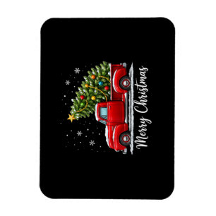Christmas Merry Christmas Red Truck Tree Men Women Magnet