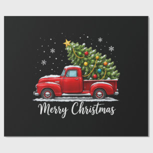 Christmas Merry Christmas Red Truck Tree Men Women Wrapping Paper
